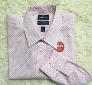 STAFFORD Classic Men's Printed Shirt Button Down Long Sleeve Pink 16/2 (32/33) - Picture 1 of 8