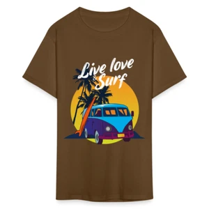 Live Love and Surf shirt Surfer Sunset Beach Surfing Lover T-Shirt Size S-6XL - Picture 1 of 68