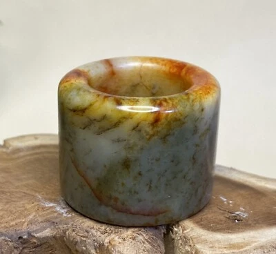 Anillos para el pulgar de jade hetiano chino 100 % naturales certificados 53 g 和田玉扳指 Foto 1 de 4