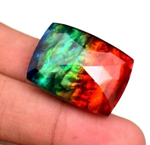 Natural Ammolite Gemstone Red Green Faceted Cushion Cut Huge 40.30 Ct TREATED - Picture 1 of 5