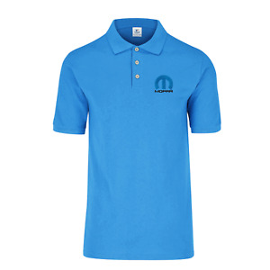 Mopar Logo Polo Embroidery Shirt Men Dodge Crysler Fitted Solid Colors Cotton
