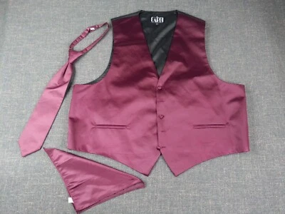 3 Piece Tuxedo Formal Wear Vest Tie Pocket Square Cardi Size 3XL - Image 1 of 4