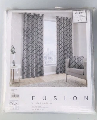 Fusion Curtains,46 X 72”, Eyelet Curtains, Geometric, Pair Of Curtains - Image 1 of 4