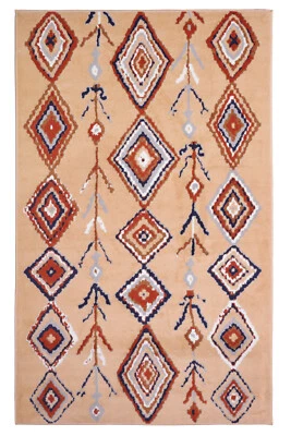Moroccan Diamond - 2'x4', Beige, Geometric, Transitional Area Rug - 503 - Image 1 of 4