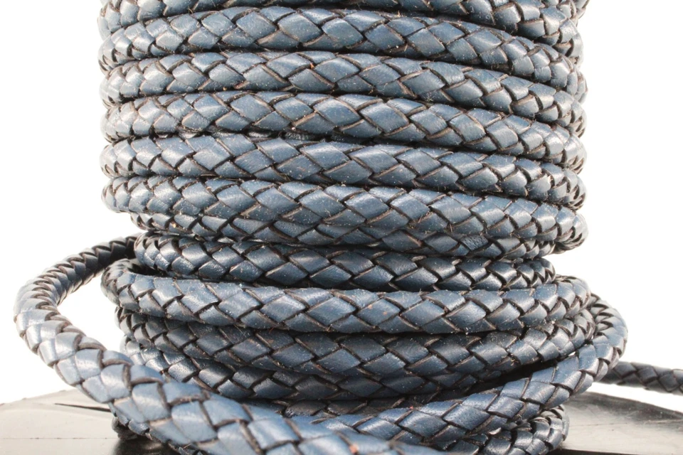 Cuerda de cuerda de cuero trenzado Bolo redondo genuino premium 4 mm 5/32" Foto 1 de 1