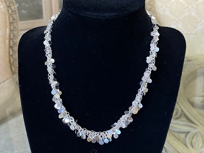 Collar de confeti pulido alto de plata de ley de 16" Vicenza Foto 1 de 4