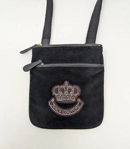 JUICY COUTURE Y2K Bag Small Crossbody Black Velour - Picture 1 of 10