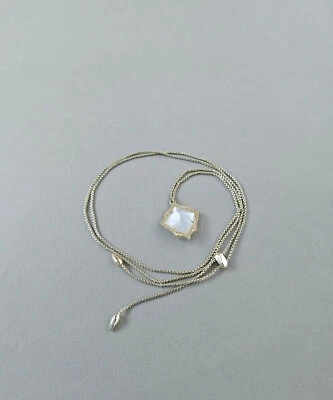 Kendra Scott Designer Kacey Pendant Mother Of Pearl Gold Tone Necklace 28" - Image 1 of 4