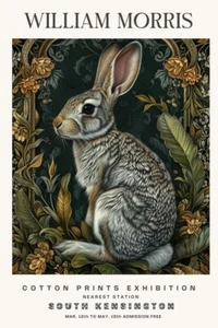 William Morris Rabbit Cotton Prints Exhibition Floral Wall Art Poster Print - Picture 1 of 6