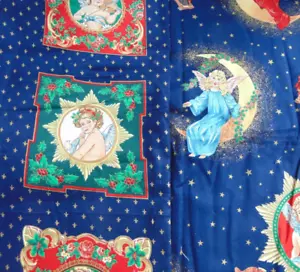 Concord Fabrics Joan Kessler Angel Christmas Celestial Cotton Fabric 2 Yard Lot - Picture 1 of 6