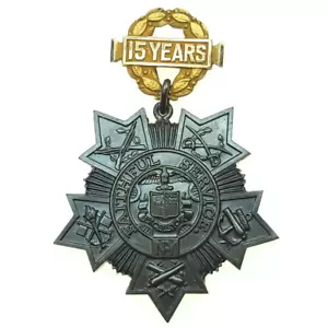 Vintage 14K Yellow Gold and Brass 15 Years New York Faithful Service Medal - Picture 1 of 6