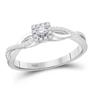 10K White Gold Womens Round Diamond Solitaire Promise Ring 1/5 Cttw - Picture 1 of 2