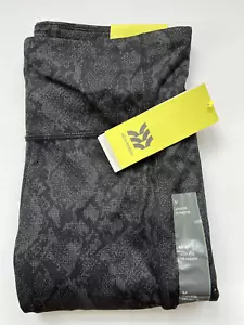 NEW Athletic 7/8 Leggings Womens Medium Snake Black Grey contour waist / pockets - Picture 1 of 11