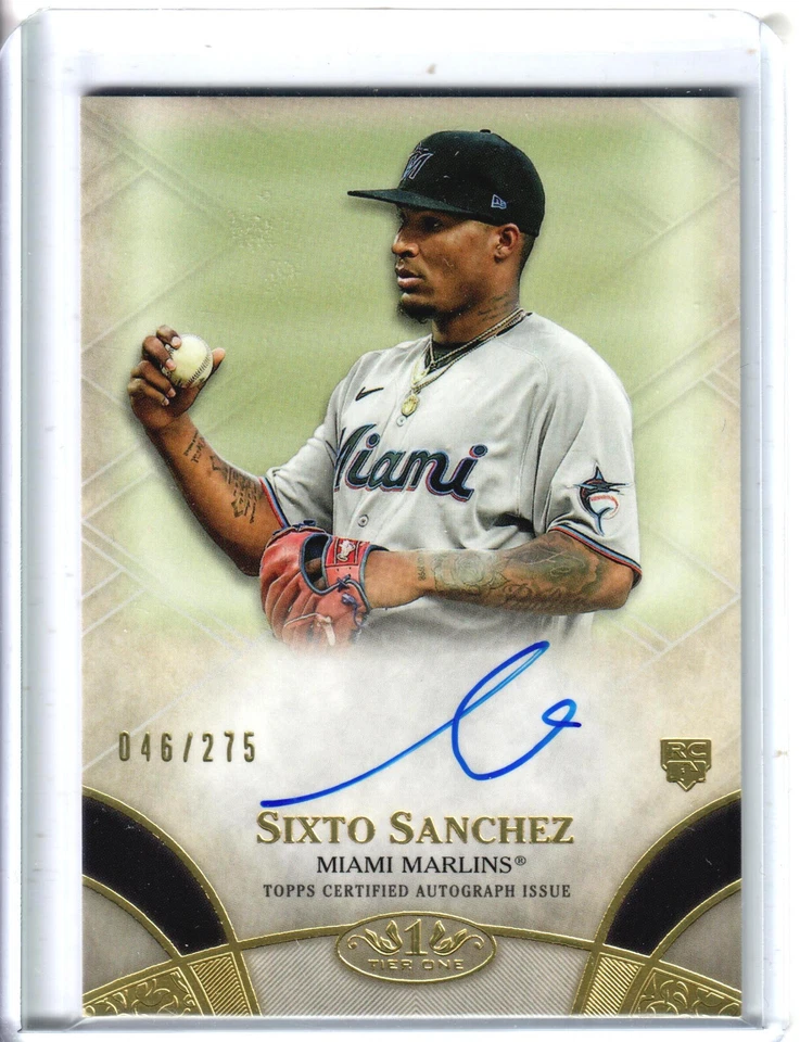 2021 Topps Tier One Sixto Sanchez Break Out Rookie Auto /275 RC - Image 1 of 2