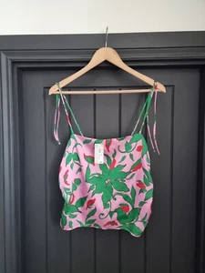 River Island Floral Satin Strappy Cami Top Size UK 16 BNWT - Picture 1 of 17
