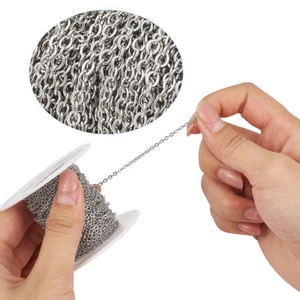 10m/roll 304 Stainless Steel Cable Oval Soldered Chains With Spool 2.4x1.9x0.4mm - Picture 1 of 9