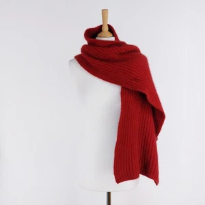 Merino Mink Women's Rusty Red Ribbed Made in New Zealand Soft Scarf Shawl - Picture 1 of 8