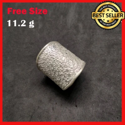 Fine Silver Rings 925 Sterling Adjustable Size Vintage Sand Twinkle Skin Texture - Image 1 of 4
