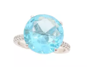 925 Sterling Silver Vintage Ring Blue Round Cut Halo White Topaz Sz 7 RG29647 - Picture 1 of 9