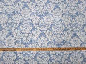 Covington BIZOU DENIM Indigo Blue Floral Damask Designer Drapery Uph Fabric - Picture 1 of 4