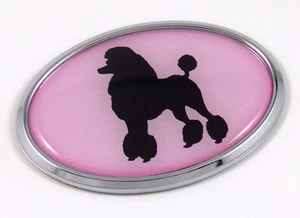 Poodle Dog PINK Breeds 3D Chrome emblem Pet Decal Car Auto Bike Sticker oval - Bild 1 von 1