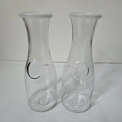 Anchor Hocking Carafes Clear Glass Liter Tall Set Of 2 With Lids - Image 1 of 2