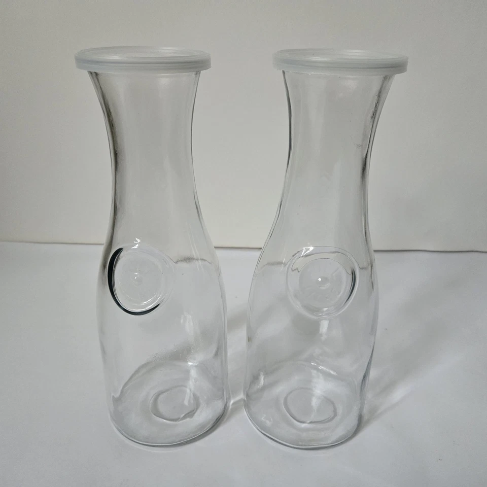 Anchor Hocking Carafes Clear Glass Liter Tall Set Of 2 With Lids - Image 1 of 2