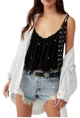 Camiseta sin mangas Free People Virgo adornada con cuentas festival verano talla mediana Foto 1 de 4