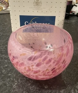 Preloved CAITHNESS glass Pink speckled pink art bowl, original box - Picture 1 of 6
