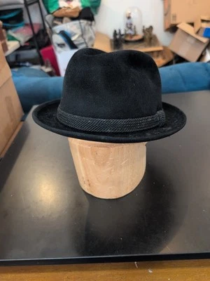 Vtg. MALLORY "Torino Quality" Fedora Hat - Black  7 1/2 - Image 1 of 4