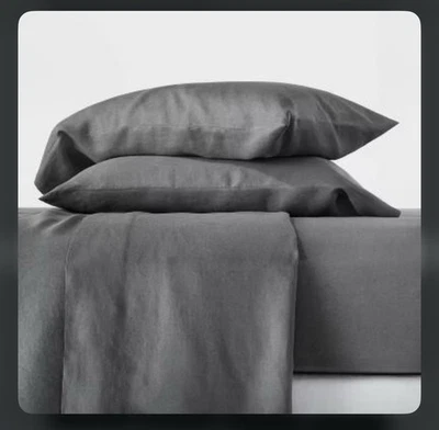NUEVO Juego de sábanas lisas Casaluna 100 % cáñamo - gris. Talla: Completa. Casaluna por objetivo Foto 1 de 3