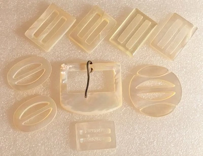 Lote de hebillas vintage antiguas hechas a mano talladas madreperla concha Foto 1 de 4