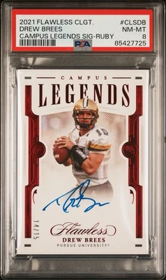 2021 Flawless Collegiate Drew Brees Campus Legends Auto /15  PSA 8 HOF SAINTS - Image 1 of 3