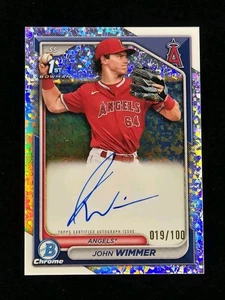 2024 Bowman Chrome Prospect Mini-Diamond Refractor 019/100 John Wimmer 1st Auto - Picture 1 of 2
