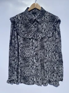 Who What Wear Bluse Schlangenleder Print Langarm Rüschen Knopf XXL - Bild 1 von 15