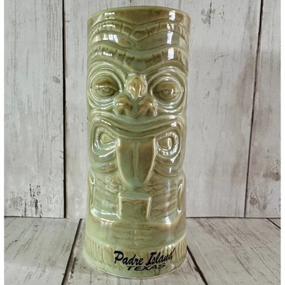 Сувенирная керамическая кружка Tiki Green Mug Padre Island Texas чашка для коктейля бара - Изображение 1 из 4