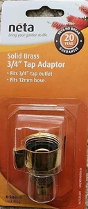 neta Solid Brass 3/4" Screw on Tap Adaptor Fits 12mm Hose Barbed Hose Tail - Picture 1 of 7