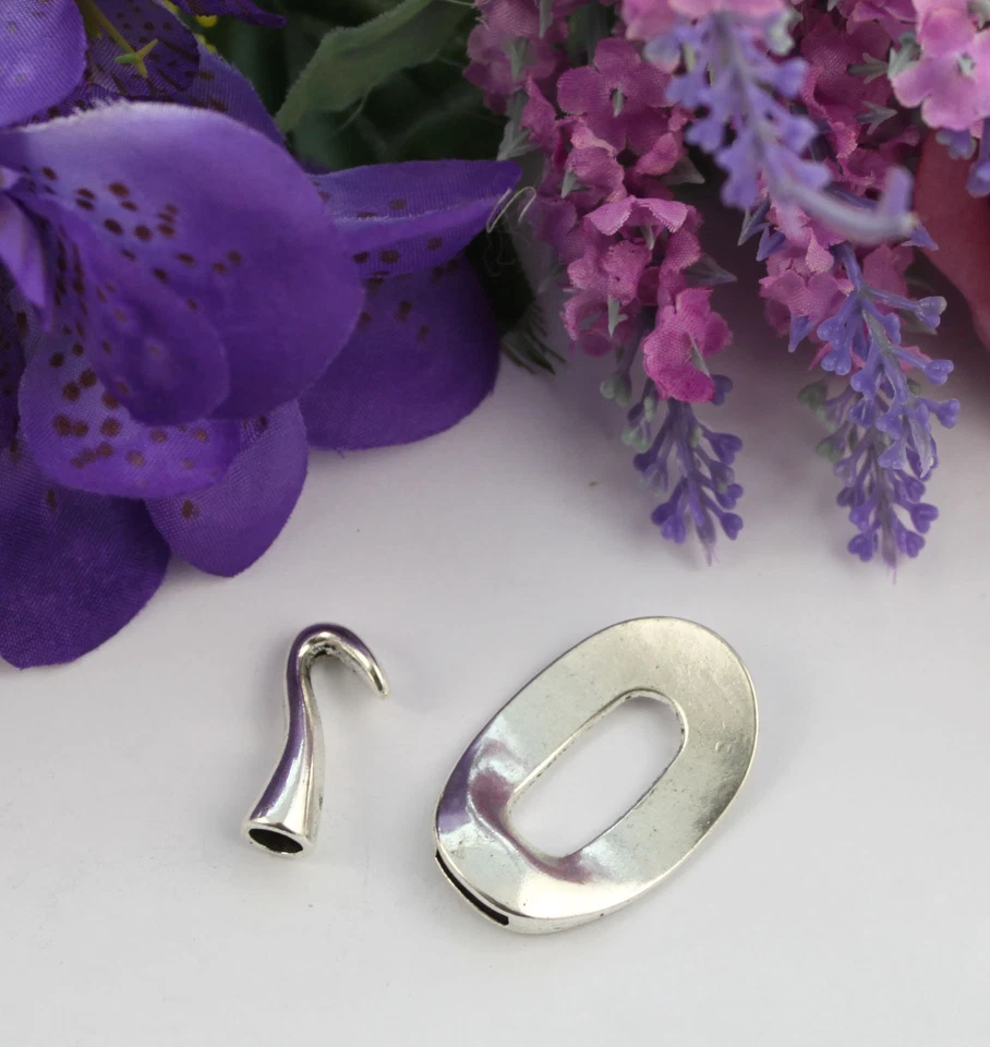 5 Sets of tibetan silver Oval Cord end Clasp for leather #22448 - Image 1 of 1