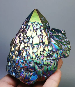 1.4lb Colorful Aura Quartz Crystal Titanium Bismuth Silicon Cluster Rainbow - Picture 1 of 11