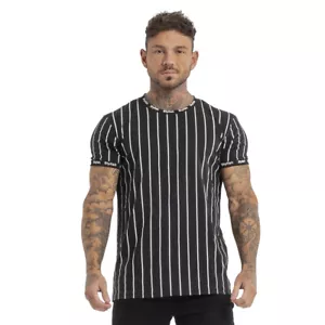 Camiseta GINGTTO Hombres Calce Ajustado Manga Corta Músculo Cuello Redondo Rayas Elegante Top - Imagen 1 de 14