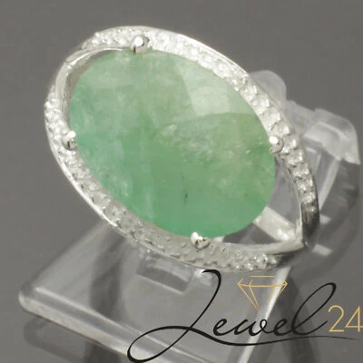 Damen Solitär Ring echt Silber 925 Sterling mit Smaragd grün 54/17,2MM - Bild 1 von 4