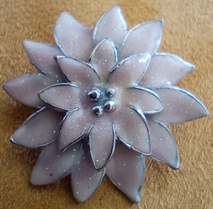 Pink Glitter Flower Brooch - Picture 1 of 4