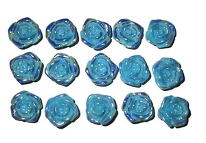 FLOWER LT BLUE Thumb Tacks - Set of 15 Handmade Decorative Push Pins SALE - Picture 1 of 4