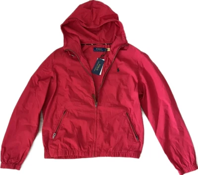 🔥$168🔥Polo Ralph Lauren Hombre Rojo Capucha Cremallera Completa Algodón Popelina Chaqueta Talla XL Foto 1 de 4