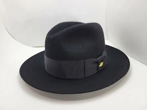 STETSON TEMPLE BLACK FUR FELT HAT FEDORA MADE IN USA - Picture 1 of 8