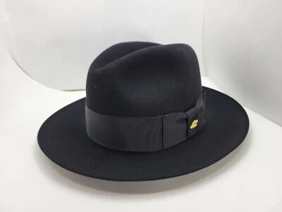 SOMBRERO FIELTRO PIEL NEGRO STETSON TEMPLE FEDORA HECHO EN EE. UU. Foto 1 de 4