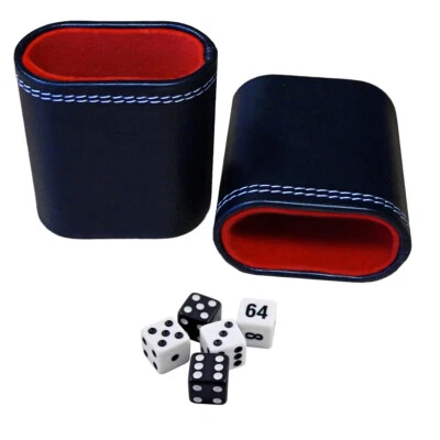 PrimoGames Kunstleder Würfelbecher Set Schwarz/Rot inkl. 5 Präzisionswürfeln - Bild 1 von 4