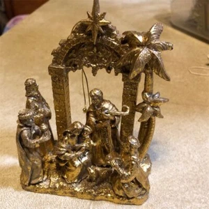 RAZ Imports Gold Nativity Scene Wise Men Holy Family Christmas Decor - Picture 1 of 5