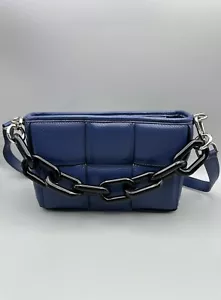 Borsa a tracolla Chiara Ferretti Blu Trapuntata In Pelle Tessuta Made In Italy - Foto 1 di 15