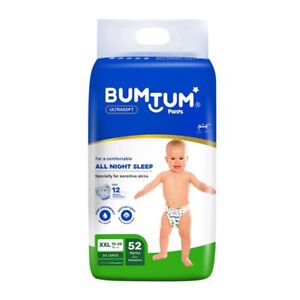 Bumtum Baby Diaper Pants Soft Xxl Size 52 Count Double Layer Leakage Protection